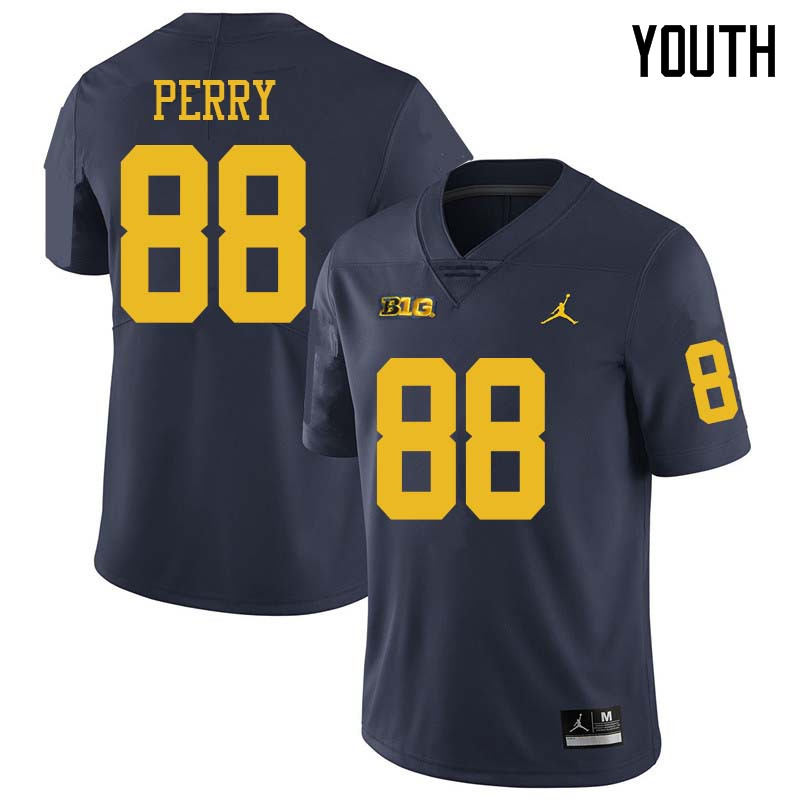 Jordan Brand Youth #88 Grant Perry Michigan Wolverines College Football Jerseys Sale-Navy